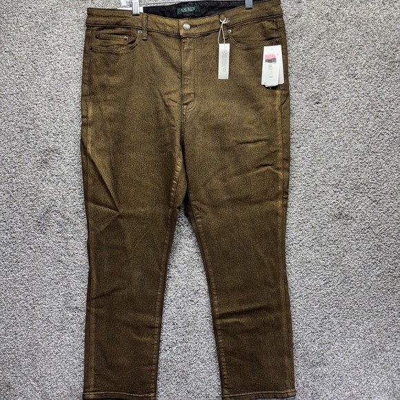 Lauren Ralph Lauren Jeans Womens 16/33 (36in)‎ Bronze Regal Straight Ankle NWT - Picture 1 of 9